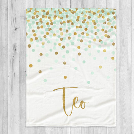 Personalized Minky Blanket: Sparkling Multi-Dot Design, Custom Name Gift