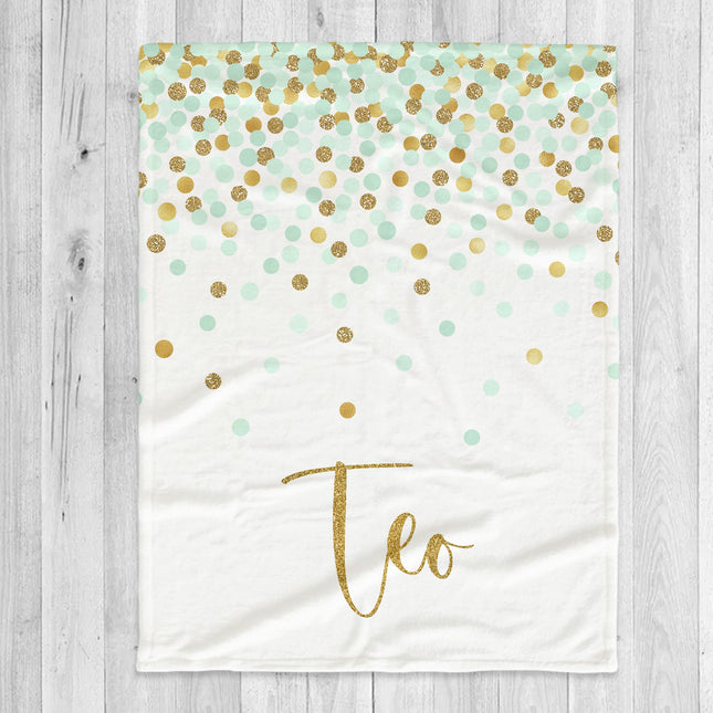 Personalized Minky Blanket: Sparkling Multi-Dot Design, Custom Name Gift