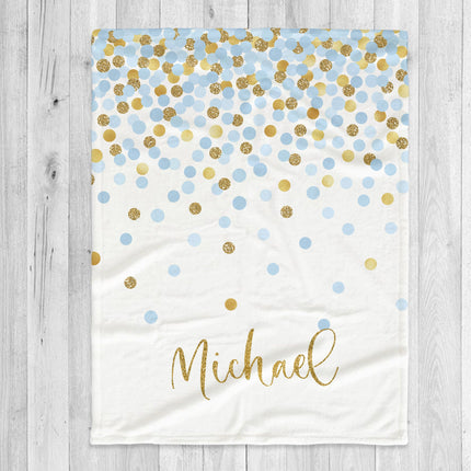 Personalized Minky Blanket: Sparkling Multi-Dot Design, Custom Name Gift