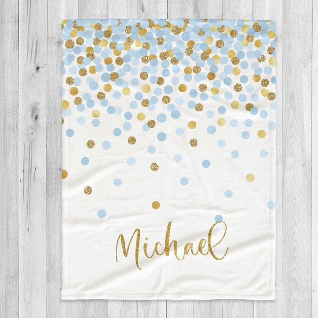 Personalized Minky Blanket: Sparkling Multi-Dot Design, Custom Name Gift