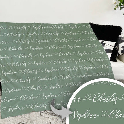 Script Style Couple Personalized Blanket, Custom Anniversary Gift