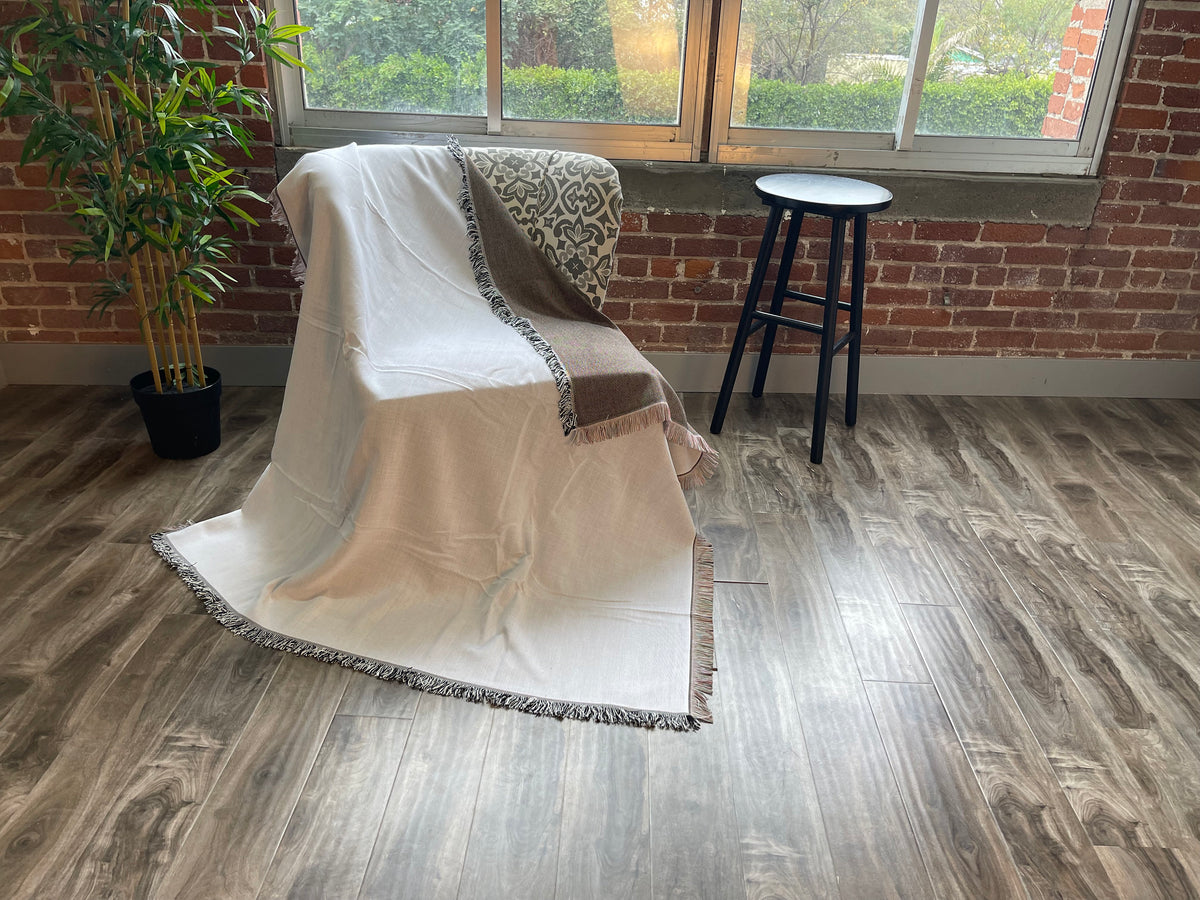 Personalized Four Photo Custom Sublimated Tapestry Woven Cotton Throw - Made in The USA (60"x54")