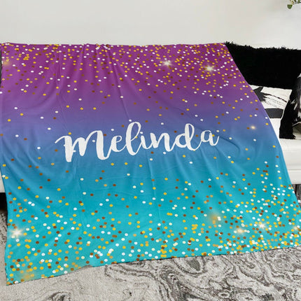 Personalized Glitter Blanket: Custom Name Minky or Sherpa Fleece