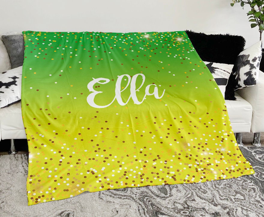 Personalized Glitter Blanket: Custom Name Minky or Sherpa Fleece