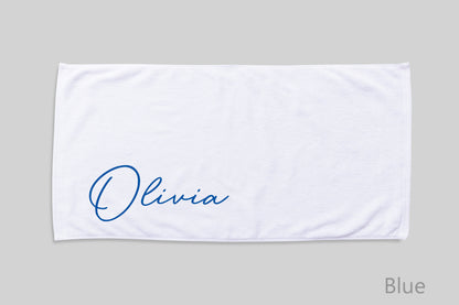 Scripty Signature Style Personalized Beach Towel Personalized Name Pool Towel Beach Towel With Name Outside Birthday Vacation Gift