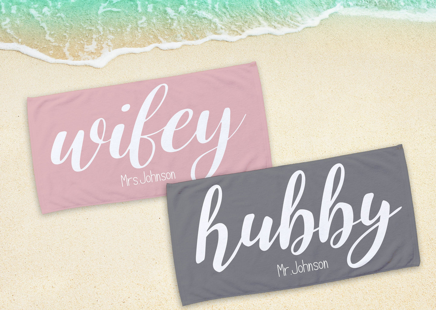Mr and Mrs Beach Personalized Beach Towels