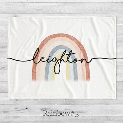 Personalized Rainbow Minky Blanket, Custom Name Baby Blanket