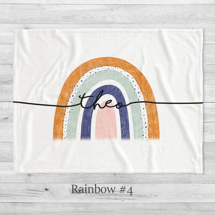 Personalized Rainbow Minky Blanket, Custom Name Baby Blanket