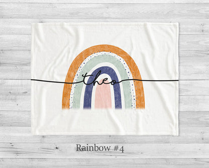 Personalized Rainbow Minky Blanket, Custom Name Baby Blanket