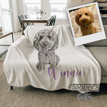 Custom Pet Portrait Blanket: Personalized Dog or Cat Photo Blanket