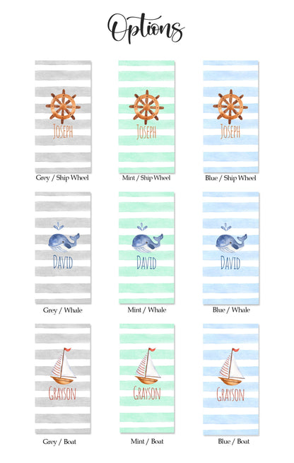 Sea Watercolor Large Personalized Beach Towel Personalized Name Bath Towel Custom Towel Beach Towel With Name Outside Birthday Vacation Gift