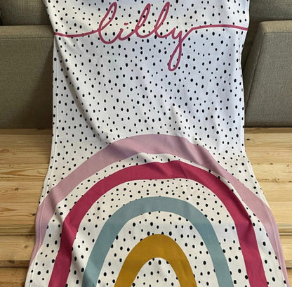 Personalized Round Rainbow Round Beach Towel, Personalized Beach Towel Personalized Name Bath Towel Custom Pool Towel Birthday Vacation Gift