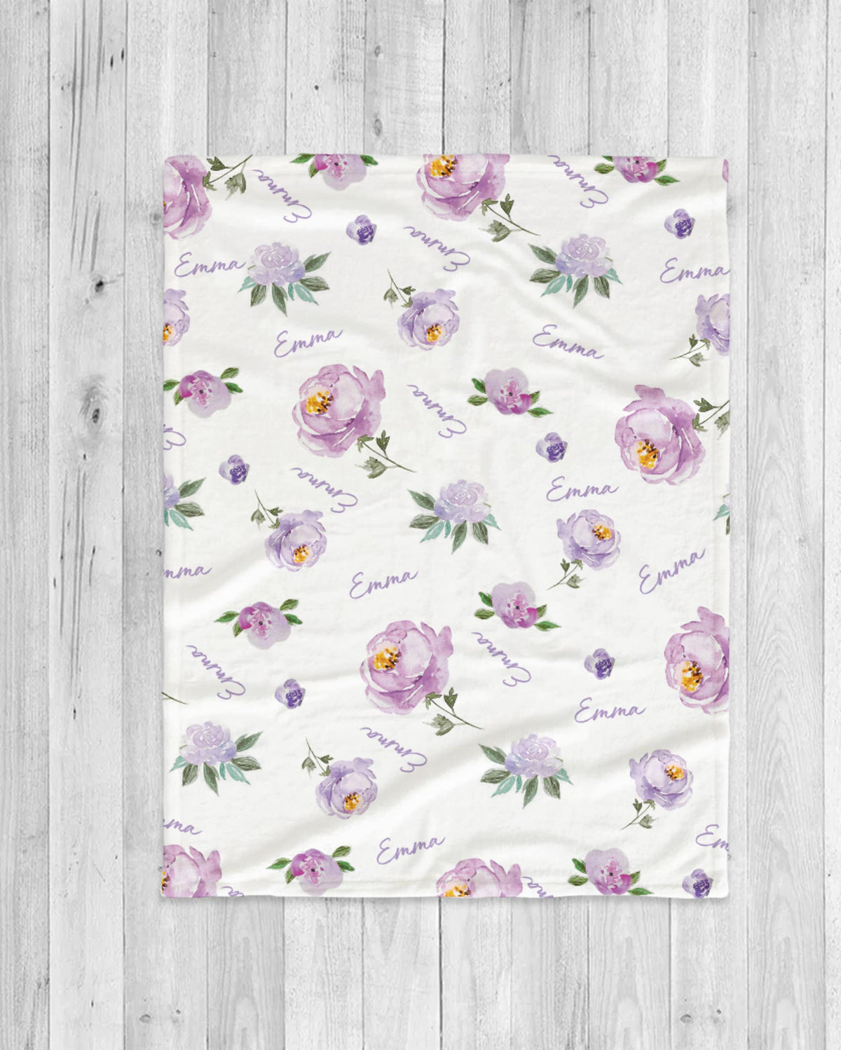Watercolor Floral Personalized Blanket: Custom Name Fleece Blanket