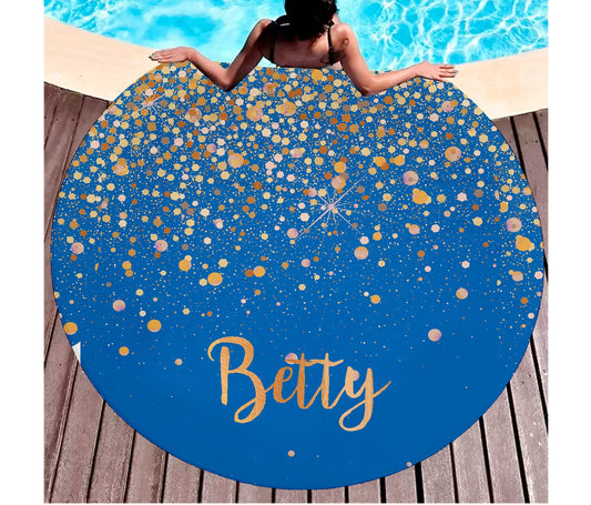 Personalized Round Glitter Style Beach Towel, Personalized Beach Towel Personalized Name Bath Towel Custom Pool Towel Birthday Vacation Gift