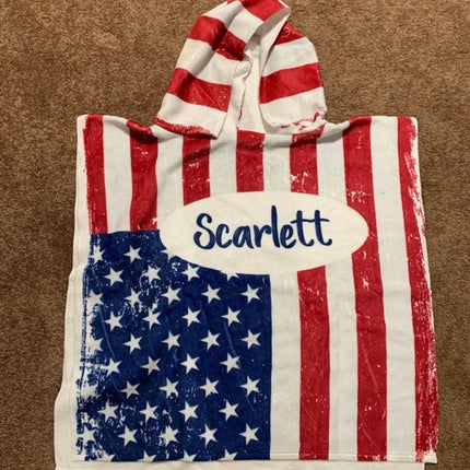 US Flag Kid’s Hooded Beach Poncho