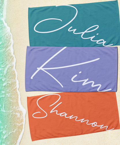 Signature Style Personalized Beach Towel, Beach Towel with Name, Custom Beach Towel, Personalized Beach Towel With Name Outside Birthday