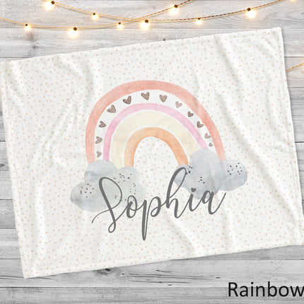 Watercolor Rainbow Blanket: Personalized Minky or Sherpa Baby Blanket