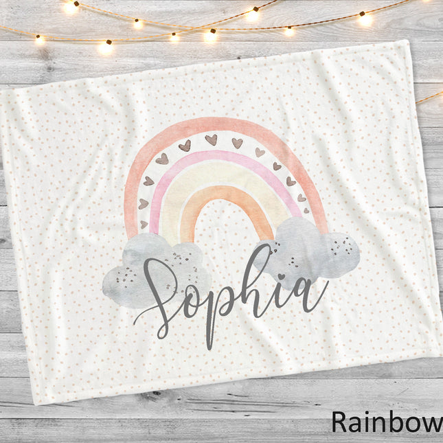 Watercolor Rainbow Blanket: Personalized Minky or Sherpa Baby Blanket