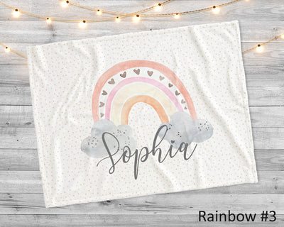 Watercolor Paint  Rainbow with personalize name blanket, Minky or Sherpa custom blanket, Baby blanket, birthday gift idea
