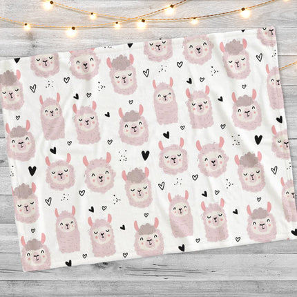 Personalized Llama Blanket, Hand-Drawn Design, Baby Shower Gift