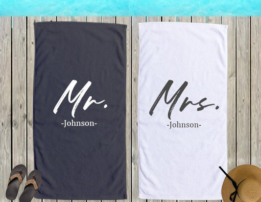 Mr Mrs Beach Personalized Beach Towels