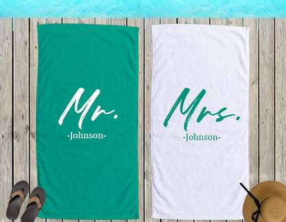 Mr Mrs Beach Personalized Beach Towels