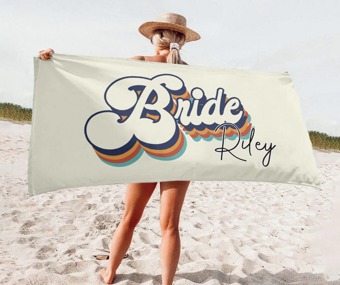 NEW Style - Bride, Mr or Mrs Beach Personalized Beach Towels, Honeymoon Gift, His and Hers Newlywed Gift, Personalized Wedding Gift