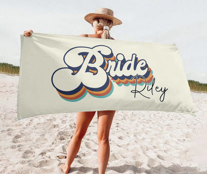 NEW Style - Bride, Mr or Mrs Beach Personalized Beach Towels, Honeymoon Gift, His and Hers Newlywed Gift, Personalized Wedding Gift