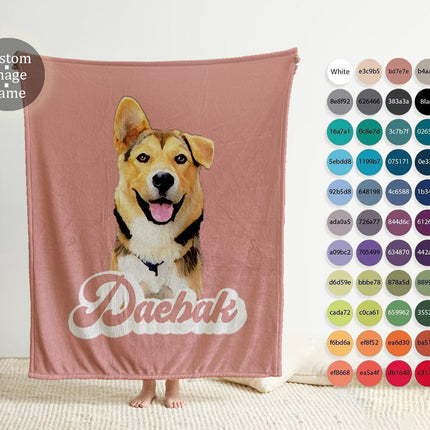 Custom Pet Photo Blanket: Personalized Dog/Cat Name Blanket