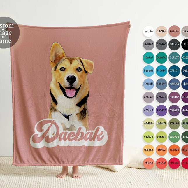 Custom Pet Photo Blanket: Personalized Dog/Cat Name Blanket
