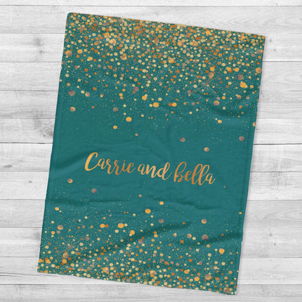 Personalized Gold Glitter Style Blanket, Custom Minky Fleece Blanket