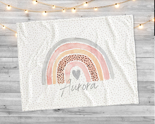 Watercolor Rainbow Blanket: Personalized Minky or Sherpa Baby Blanket