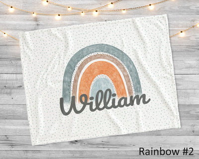 Watercolor Paint  Rainbow with personalize name blanket, Minky or Sherpa custom blanket, Baby blanket, birthday gift idea