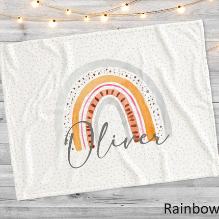 Watercolor Rainbow Blanket: Personalized Minky or Sherpa Baby Blanket