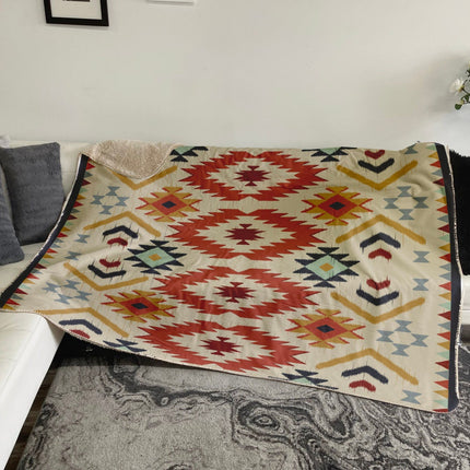 Aztec Blanket: Geometric Ethnic Design, Soft Fleece or Sherpa