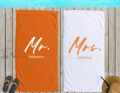 Mr Mrs Beach Personalized Beach Towels