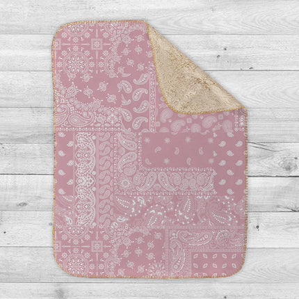 Bandana style Script Style pattern Sherpa blanket
