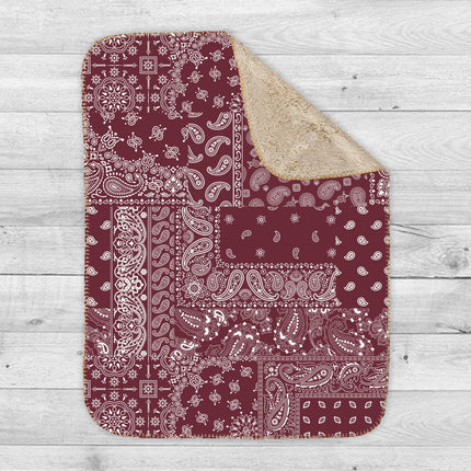 Bandana style Script Style pattern Sherpa blanket