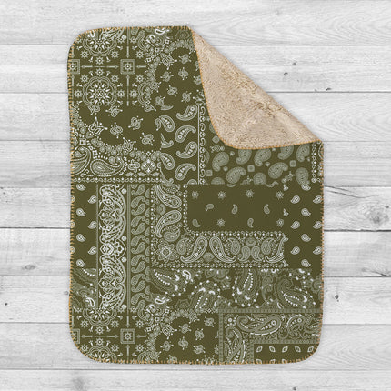 Bandana style Script Style pattern Sherpa blanket