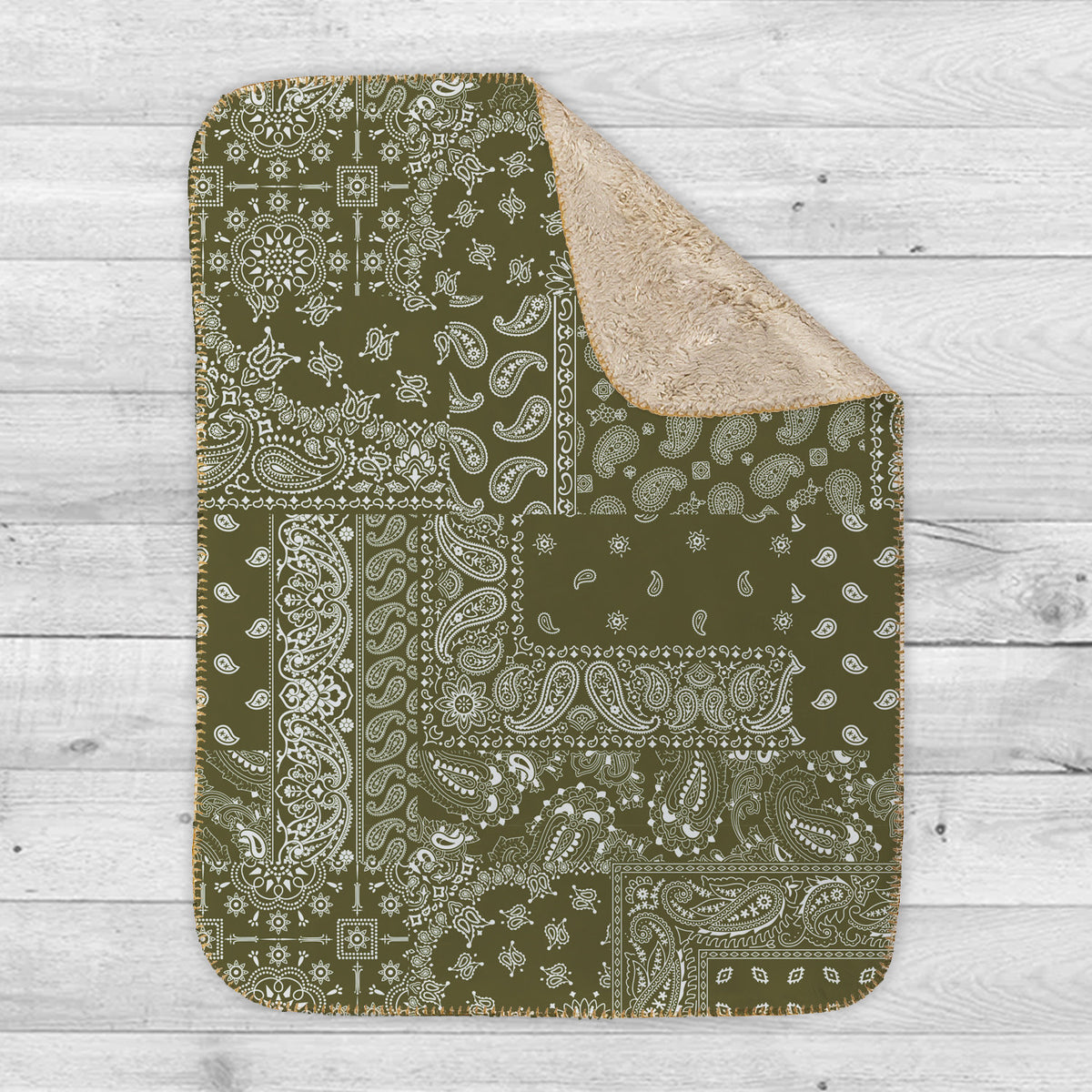 Bandana style Script Style pattern Sherpa blanket