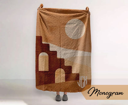 Monogram Quilted Blanket Full Size 60” x 80” pattern in vintage rustic style