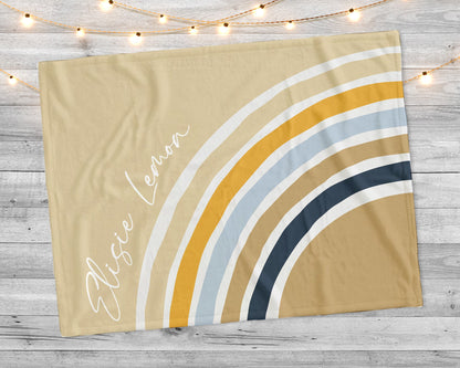 Personalized Rainbow Baby Blanket: Plush Minky or Sherpa