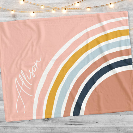 Personalized Rainbow Baby Blanket: Plush Minky or Sherpa