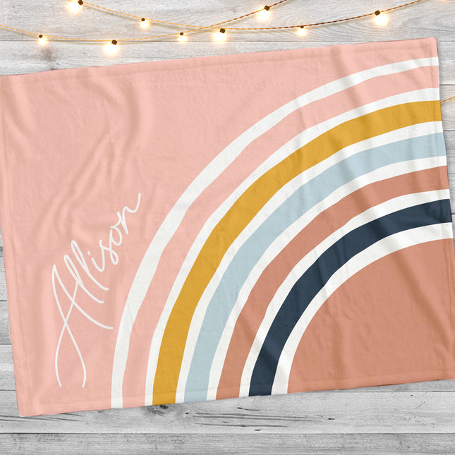 Personalized Rainbow Baby Blanket: Plush Minky or Sherpa