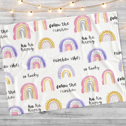 Personalized Rainbow Blanket: Watercolor Minky or Sherpa Blanket
