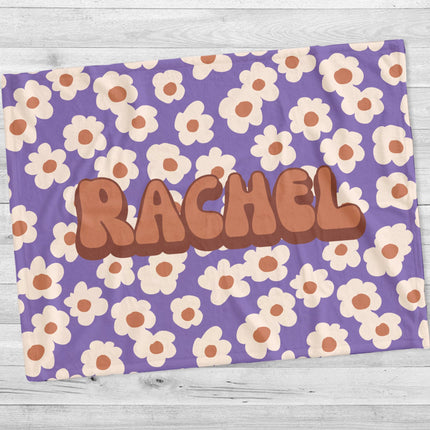 Personalized Retro Flower Blanket: Minky or Sherpa Fleece Baby Blanket