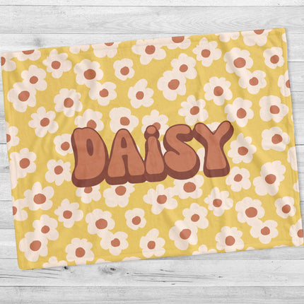 Retro Flower Personalized Blanket: Minky or Sherpa Fleece