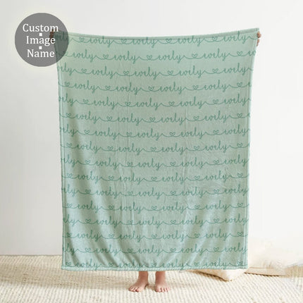 Personalized Name Blanket, Script Style with Heart, Plush Minky or Sherpa