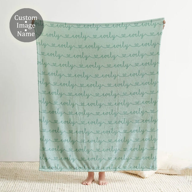 Personalized Name Blanket, Script Style with Heart, Plush Minky or Sherpa