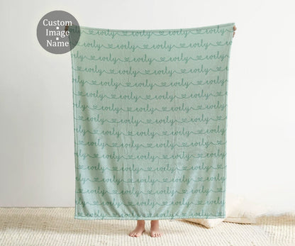 Script Style Name with Heart  personalize blanket, Minky or Sherpa custom blanket, Baby blanket, birthday gift idea